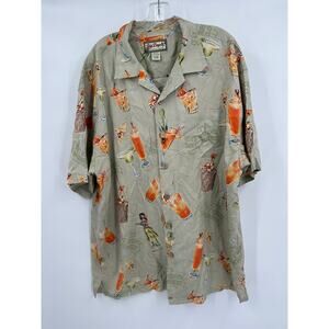 Big Dogs Resort Wear Mens Silk Hawaiin Shirt Size XL Cocktails Hula Girls Cruise